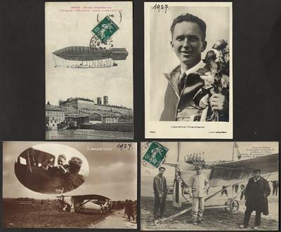 Poststück - Kl. Partie AK mit Bezug Aeronautic u.a. Lindbergh - Chamberlin - Levine - Piccard, - Motiv- und Ansichtskarten