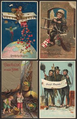 Poststück - Partie Glückwunschkarten mit viel "Neu Jahr", - Motiv- und Ansichtskarten