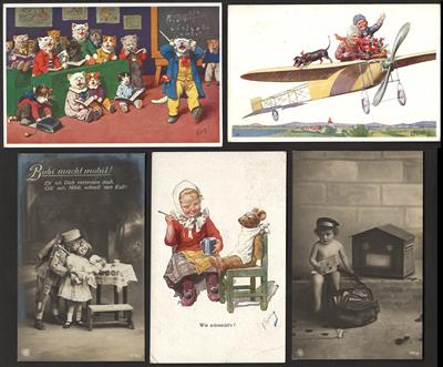 Poststück - Partie Kinder Motivkarten mit viel sign. K. Feiertag, - Motiv- und Ansichtskarten