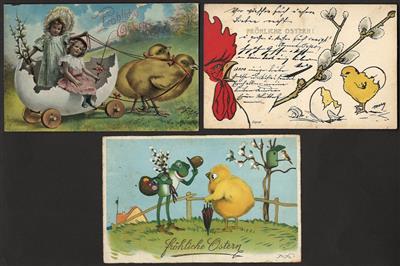 Poststück - Partie Motivkarten "Ostern" mit Küken und Lämmern etc. (keine Hasen!), - Motiv- und Ansichtskarten