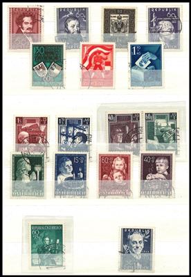 gestempelt - Sammlung Österr. 1945/2019 mit Schwerpunkt Euro- Zeit (50er Jahre unvollständig), - Briefmarken und Ansichtskarten