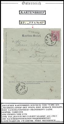 Poststück - Österr. Monarchie - 4 Bahnpostbelege - Postcinducteur Aspang - Wien Nr. 1 aus 1891 aufgegeben in Pitten, - Stamps