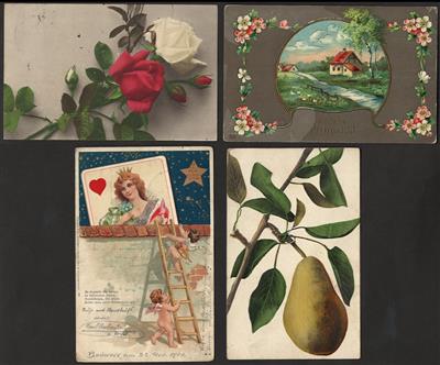 Poststück Partie Motivkarten mit Glückwunsch - Blumen - Rubens - Dürer - Brueghel, - Stamps