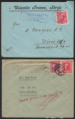 Poststück - Partie Poststücke Österr. Monarchie mit I. Rep. u. etwas Ausland u.a. viel Zensurpost WK I, - Briefmarken und Ansichtskarten