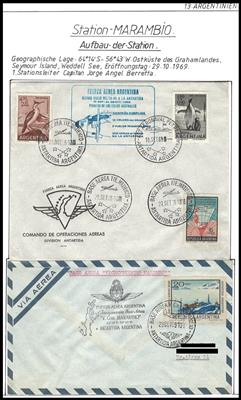 Poststück - Reichh. Sammlung Argentinische Stationen in der Antarktis u.a. mit MARAMBIO, - Francobolli