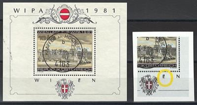 gestempelt - Österr. Nr. 1696I (WIPABLOCK 1981 mit VERSTÜMMELTEM E in WI"E"N), - Briefmarken und Ansichtskarten