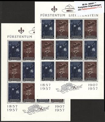 Liechtenstein ** - Spezial-Sammlung Bögen und Kleinbögen mit Plattenfehlern, - Briefmarken und Ansichtskarten