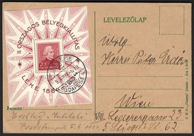 Poststück - Belege Ungarn 1924/1944 mit div. interess. Stücken, - Briefmarken und Ansichtskarten