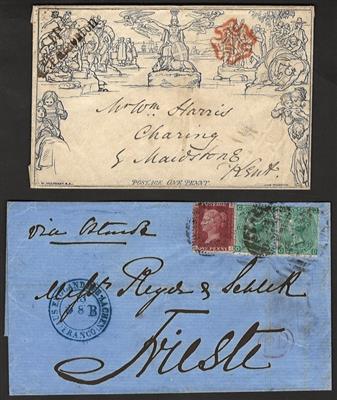 Poststück - Großbrit. interessante Partie Poststücke aus 1840/1880, - Briefmarken und Ansichtskarten