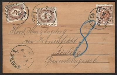 Poststück - Österr. Nr. 51 auf Holzkarte von der Jubiläumsausstellung in Wien, - Briefmarken und Ansichtskarten