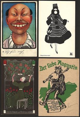Poststück - Partie Motivkarten u.a. mit handgezeichneten Karten - auch etwas Prägek., - Briefmarken und Ansichtskarten