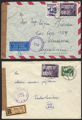 Poststück - Partie Poststücke Trachten II bzw. Rote Landschaft u.a. mit div. 5S - Frankaturen, - Briefmarken und Ansichtskarten
