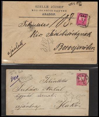 Poststück - Reichh. Partie ungar. Belege Briefmuster u. Turul mit dekorativen Stücken, - Briefmarken und Ansichtskarten