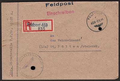 Poststück - D. Feldpost 25 Einschreibebriefe von Ende 1944 nach Wien, - Briefmarken