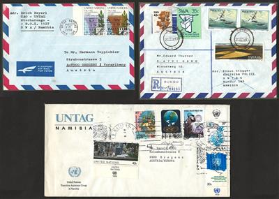 Poststück - Österr. 1969 UNO Einsatz in NAMIBIA-UNTAG über verschied. Postanstalten, - Stamps