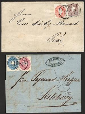 Poststück - Partie Poststücke Österr. Monarchie mit interess. Stücken u.a. Faltbrief mit Mischfrankatur Ausg. 1863/64, - Známky