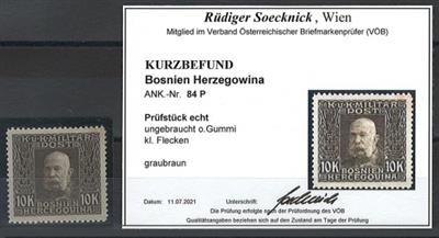 (*) - Bosnien Nr. 84P (10 Kronen Kaiser Franz Joseph als FARBPROBE in GRAUBRAUN), - Briefmarken