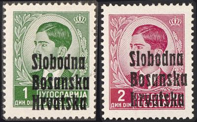 */(*) - Kroatien - Lokalausgabe Banja Luka aus 1941 Nr. 1 auf Untergrundpapier anhaftend, - Briefmarken