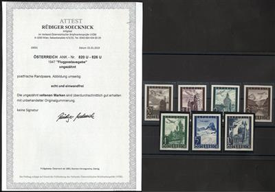 ** - Österr.   ANK. Flug  Nr. 820 U/826 U (Flugpost ausg. 1947) ungezähnt, - Briefmarken