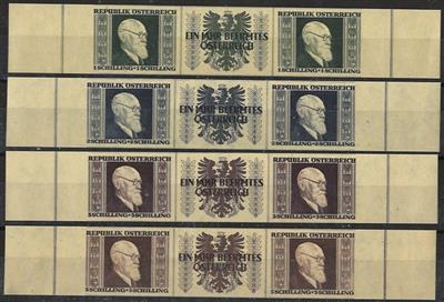 ** - Österr.   ANK. Nr. 780 B/ 783 B (Renner geschn.) waagr. Paar m. Zierfeld Wappen postfr., - Briefmarken