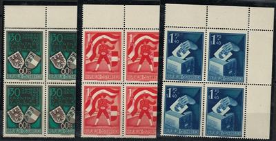 ** - Österr. Kärnt. Abst. in  postfr. Eckrand-Viererbl. (ANK. Nr. 964/966), - Briefmarken