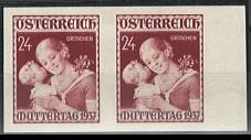 (*) - Österr. Muttertag 1937 -waagr. ungezähntes - Briefmarken