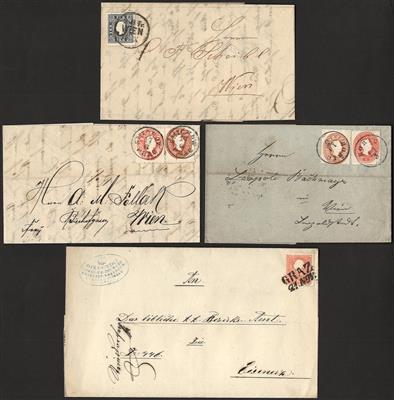 Poststück/Briefstück - Österr. - Partie Poststücke Ausg. 1858 u. 1861, - Briefmarken