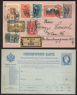 Poststück/*/gestempelt - Sammlung Österr. Rohrpostkarten 1880/1922 - dar. Reko u. ZF, - Briefmarken