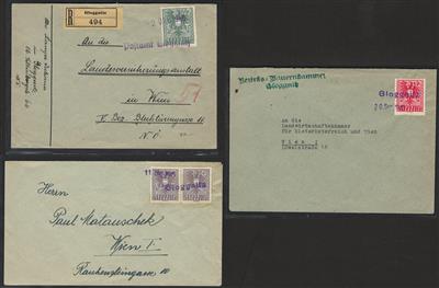 Poststück - Österr. 1945 - STEMPELPROVISORIUM von GLOGGNITZ in 3 versch. Varianten, - Briefmarken