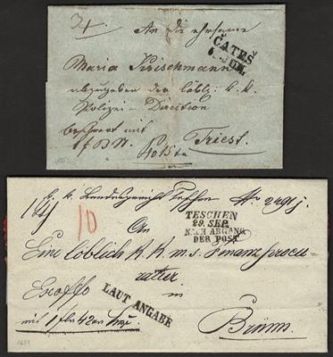 Poststück - Österr. kl. Partie bar frankierte Geldbriefe aus 1851/1854 von Cates (Krain), - Briefmarken