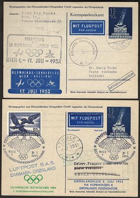 Poststück - Österr. - Partie Privatganzsachen mit Wertzeicheneindruck Olympiaflamme aus 1948, - Briefmarken