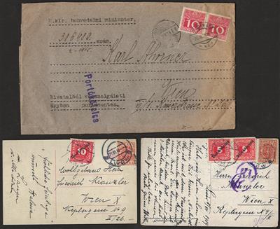Poststück - Partie Portobelege Österr. Monarchie und I. Rep., - Briefmarken