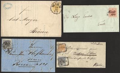 Poststück - partie Poststücke Österr. Ausg. 1850 mit ein wenig Lombardei, - Briefmarken