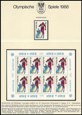 ** - Motivsammlung Olympische Spiele 1988 mit Sowjetunion Nr. 5788/92 in Kleinbögen, - Francobolli