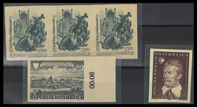 (*) - Österr. Nr. 1266 (Dreierstreifen) - 1271 und 1366 je auf Andruckpapier, - Stamps