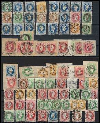 gestempelt/Briefstück - Österr. - Partie Abstempelungen und Entwertungen Ausg. 1867, - Stamps