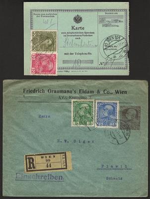 Poststück - Österr. ca. 30 Belege u. div. Abschnitte Monarchie ab 1900, - Stamps