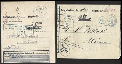 Poststück - Österr. DDSG. 1857/1888 - 8 div. Frachtbrfe. m. versch. Stpln. ALMAS, - Briefmarken