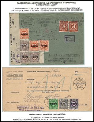 Poststück - Österr. - Kl. Partie Portobelege aus 1945/1951, - Známky
