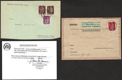 Poststück - Österreich 1945 - Grazer Aushilfsausgabe 12 Pfg. auf Ortsbrief und II. Gewichtsklasse, - Známky