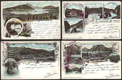 Poststück - ca. 75 div. Ansichtskarten SALZKAMMERGUT ca. 1895/1960 - u. a. 5 schöne Lithokarten vor 1900 m. Gruß aus Gmunden, - Francobolli