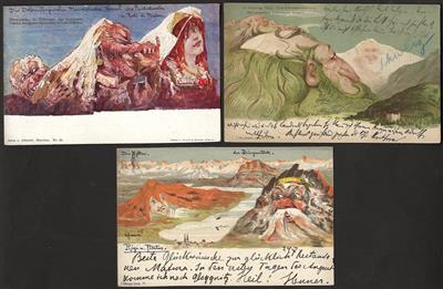 Poststück - Emil Nolde (Hansen) - 6 verschiedene Berg - Darstellungen tls. gelaufen, - Známky