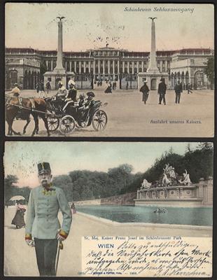 Poststück - Kaiser Franz Josef in Schönbrunn - dabei Huldigungsfeier, - Známky
