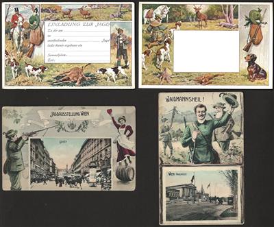 Poststück - Kl. Partie AK zum Thema "Jagd" u. a. Jagdausstellung Wien, - Stamps