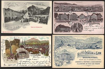 Poststück - Partie AK Schweiz u. a. mit Luzern - Simplon Dorf - Gruss aus Lützelflüh - Hospenthal etc., - Motiv- und Ansichtskarten