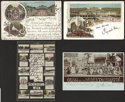 Poststück - Partie alte AK Wien Schönbrunn u. a. Küche Maria Theresia, - Stamps