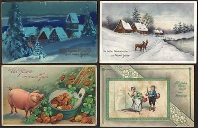 Poststück - Partie Motivkarten u. a. mit Glückwunsch - Neujahr - Ostern - Weihnachten - Ostern - Schulverein etc., - Motiv- und Ansichtskarten
