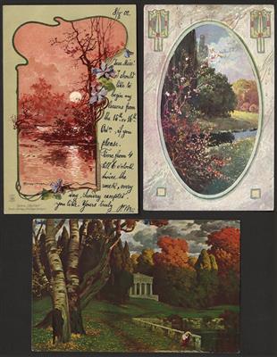 Poststück - Partie Motivkarten u. a. Pferde - Glückwunsch - Schulverein - Scherenschnitte, - Stamps