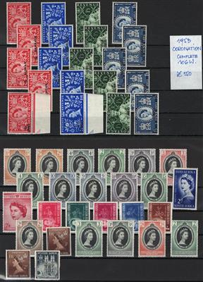 **/* - Britische Kolonien - Partie Coronation Ausg. 1953 (ca. 106 Werte), - Stamps