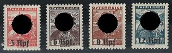 ** - Österr. 1938 - Nr. (6) a/b/c/d (nicht verausgabte Überdruckmarken, - Stamps